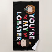 友だち™ |ロス&レイチェルロブスターチビ(小さくかわいく書いた感じ) ビーチタオル (正面)