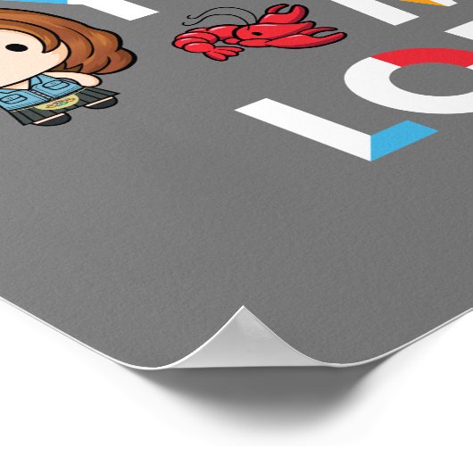 友だち™ |ロス&レイチェルロブスターチビ（小さくかわいく書いた感じ） ポスター (角)