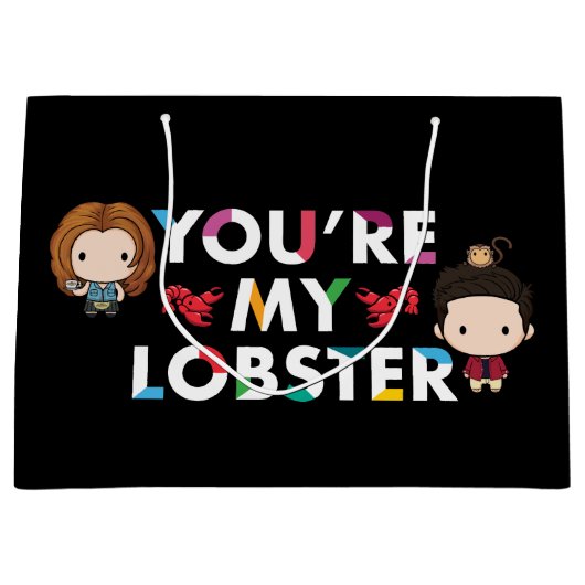 友だち™ |ロス&レイチェルロブスターチビ（小さくかわいく書いた感じ） ラージペーパーバッグ (正面)