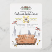 友だち™ |中央パークウォーターカラーブライダルシャワー 箔招待状 (正面)