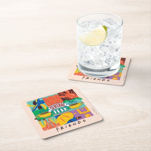 友だち™ |中央パークグラフィック鮮やかス スクエアペーパーコースター (インサイチュ)
