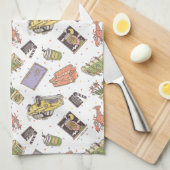 友だち™ |水玉模様アイコンのパターン キッチンタオル (四つ折り)