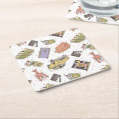 友だち™ |水玉模様アイコンのパターン スクエアペーパーコースター (アングル)