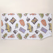 友だち™ |水玉模様アイコンのパターン ビーチタオル (正面)