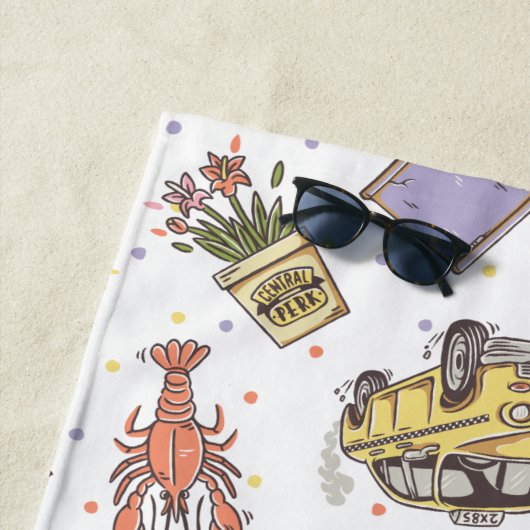 友だち™ |水玉模様アイコンのパターン ビーチタオル (インサイチュ)