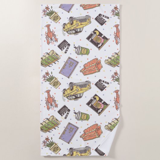 友だち™ |水玉模様アイコンのパターン ビーチタオル (正面)