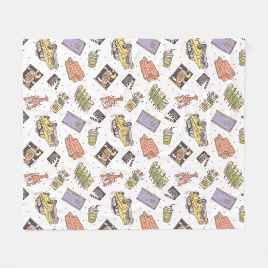 友だち™ |水玉模様アイコンのパターン フリースブランケット (正面(横))