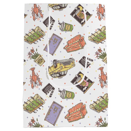 友だち™ |水玉模様アイコンのパターン ミディアムペーパーバッグ (裏面)