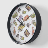 友だち™ |水玉模様アイコンのパターン 壁時計 (傾斜)