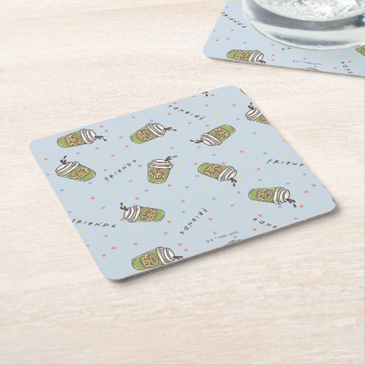 友だち™ |水玉模様中央パークパターン スクエアペーパーコースター (アングル)