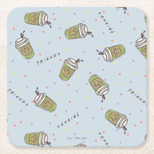 友だち™ |水玉模様中央パークパターン スクエアペーパーコースター (正面)