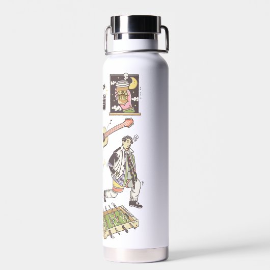 友だち™ |漫画のアイコンのグラフィック ウォーターボトル (背面)