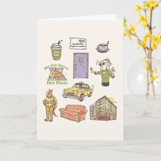 友だち™ |漫画のアイコンのグラフィック カード (黄色い花)