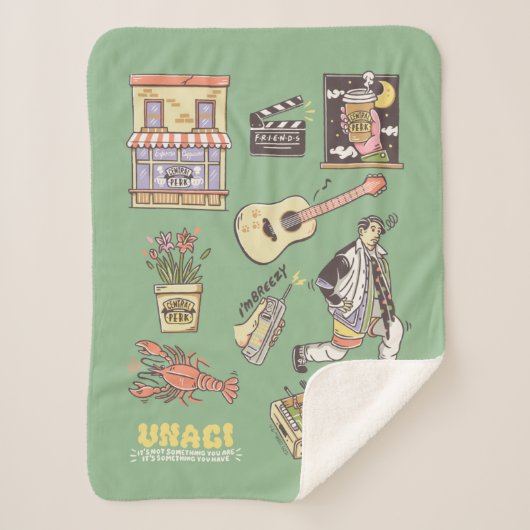 友だち™ |漫画のアイコンのグラフィック シェルパブランケット (正面)