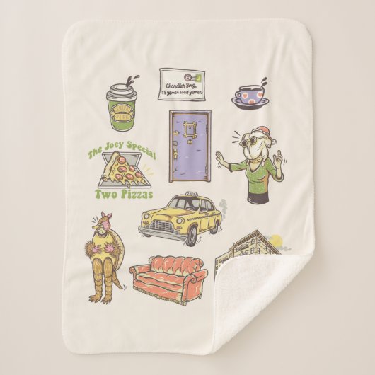 友だち™ |漫画のアイコンのグラフィック シェルパブランケット (正面)