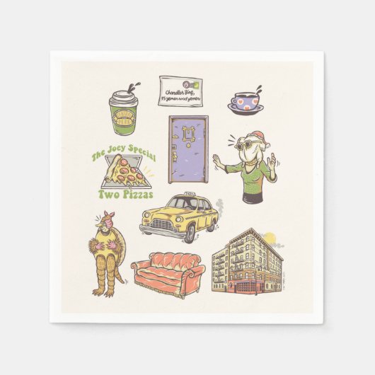 友だち™ |漫画のアイコンのグラフィック スタンダードカクテルナプキン (正面)