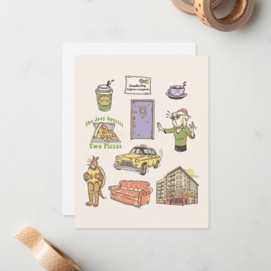 友だち™ |漫画のアイコンのグラフィック ノートカード (正面/裏面インサイチュ)