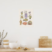 友だち™ |漫画のアイコンのグラフィック ポスター (キッチン)