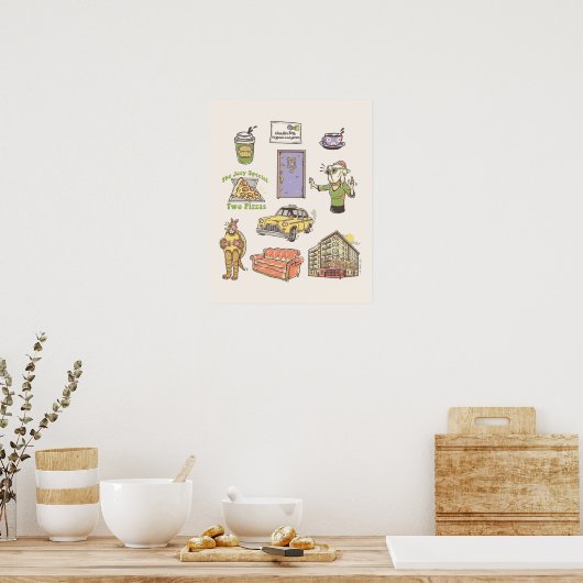 友だち™ |漫画のアイコンのグラフィック ポスター (キッチン)