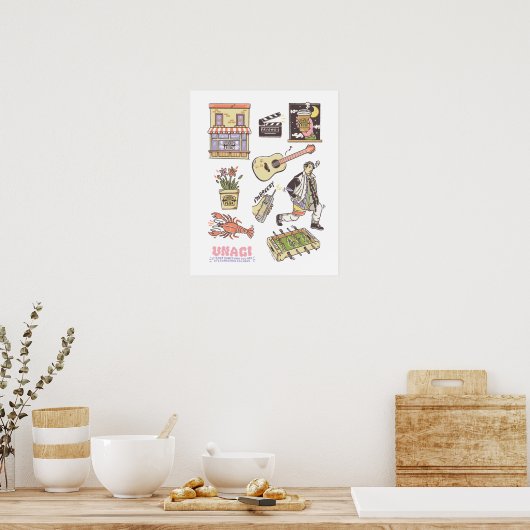 友だち™ |漫画のアイコンのグラフィック ポスター (キッチン)