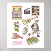 友だち™ |漫画のアイコンのグラフィック ポスター (正面)