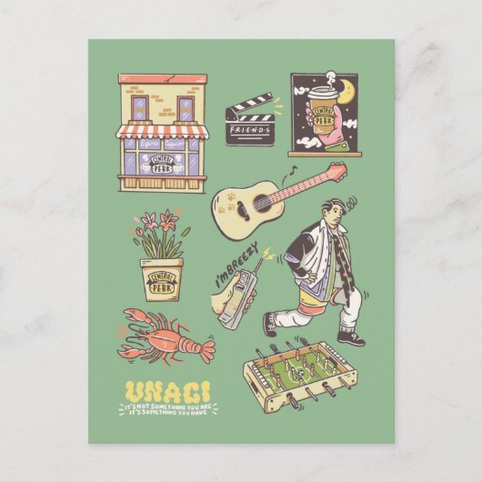 友だち™ |漫画のアイコンのグラフィック ポストカード (正面)