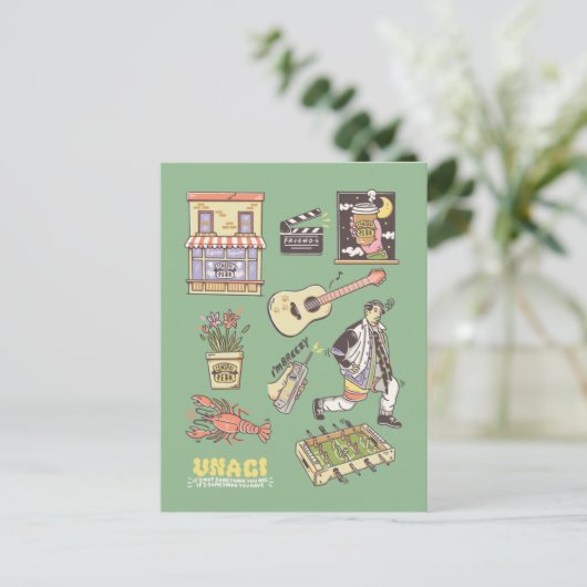 友だち™ |漫画のアイコンのグラフィック ポストカード (スタンド正面)