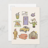 友だち™ |漫画のアイコンのグラフィック ポストカード (正面/裏面)