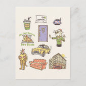 友だち™ |漫画のアイコンのグラフィック ポストカード (正面)