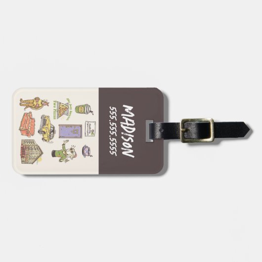 友だち™ |漫画のアイコンのグラフィック ラゲッジタグ (正面横)