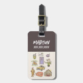 友だち™ |漫画のアイコンのグラフィック ラゲッジタグ (正面縦)