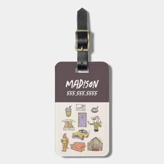 友だち™ |漫画のアイコンのグラフィック ラゲッジタグ (正面縦)