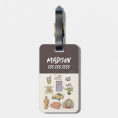 友だち™ |漫画のアイコンのグラフィック ラゲッジタグ (裏面縦)