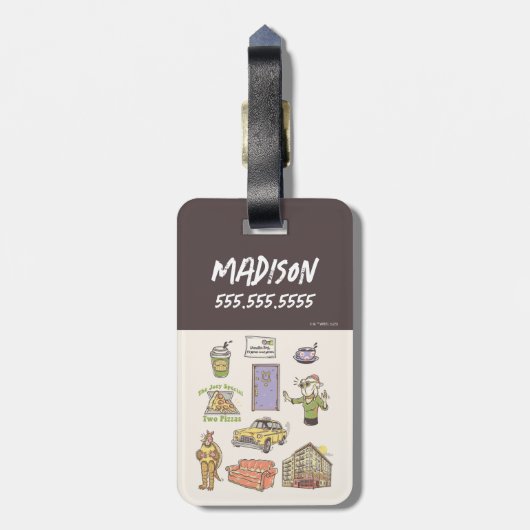 友だち™ |漫画のアイコンのグラフィック ラゲッジタグ (裏面縦)