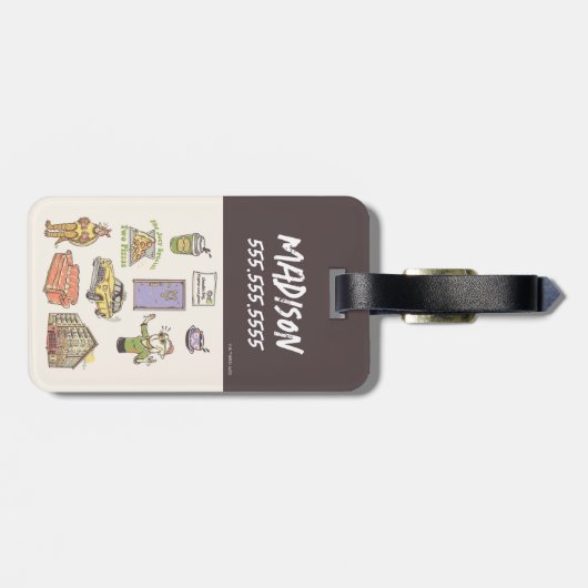 友だち™ |漫画のアイコンのグラフィック ラゲッジタグ (裏面横)