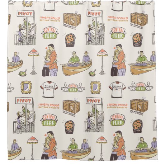 友だち™ |漫画のアイコン シャワーカーテン (正面)