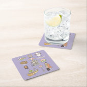 友だち™ |漫画のアイコン スクエアペーパーコースター (インサイチュ)