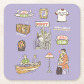 友だち™ |漫画のアイコン スクエアペーパーコースター (正面)