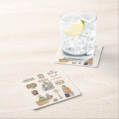 友だち™ |漫画のアイコン スクエアペーパーコースター (インサイチュ)