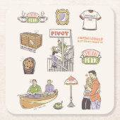 友だち™ |漫画のアイコン スクエアペーパーコースター (正面)