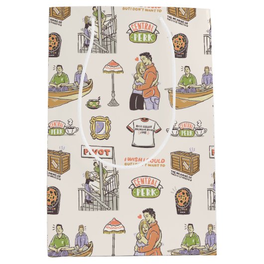 友だち™ |漫画のアイコン ミディアムペーパーバッグ (正面)