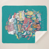 友だち™ | 漫画のコラージュ シェルパブランケット (正面(横))