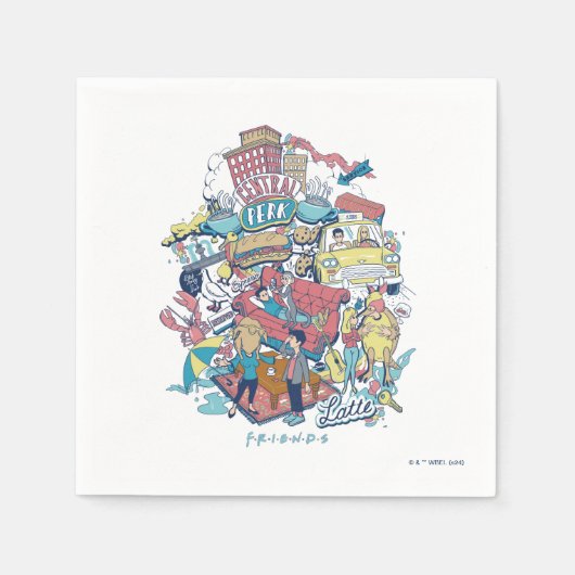 友だち™ | 漫画のコラージュ スタンダードカクテルナプキン (正面)