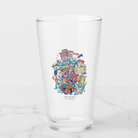 友だち™ | 漫画のコラージュ タンブラーグラス (正面)