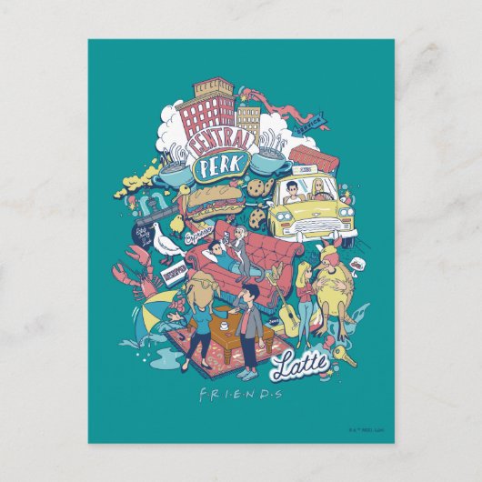 友だち™ | 漫画のコラージュ ポストカード (正面)