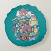 友だち™ | 漫画のコラージュ ラウンドクッション (裏面)