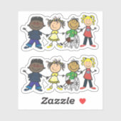 友だち – 漫画のスタイルキッズ手を持つ シール (シート)