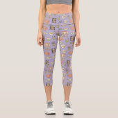 友だち™ |紫色のアイコンパターン カプリレギンス (正面)