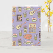 友だち™ |紫色のアイコンパターン カード (黄色い花)