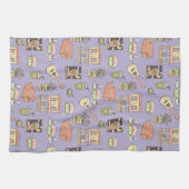 友だち™ |紫色のアイコンパターン キッチンタオル (横)